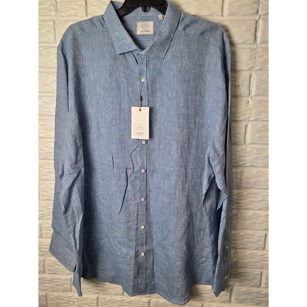 Murano Baird McNutt linen shirt Men's 4XT Tall l/s button up Blue NWT